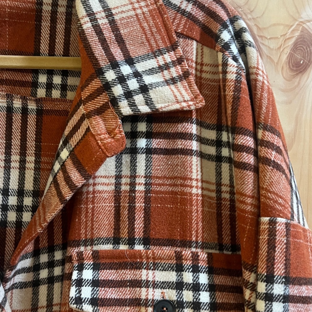 JODIFL Rust Plaid Utility Jacket plus size 3xhas front pickets 2 front pockets - Picture 3 of 9